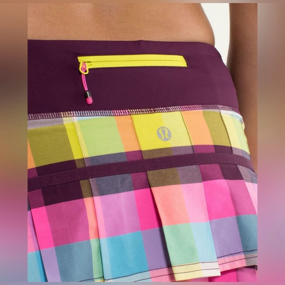 lululemon athletica Multicolor Plaid Athletic Skort with Plum Waistband - Picture 6 of 11
